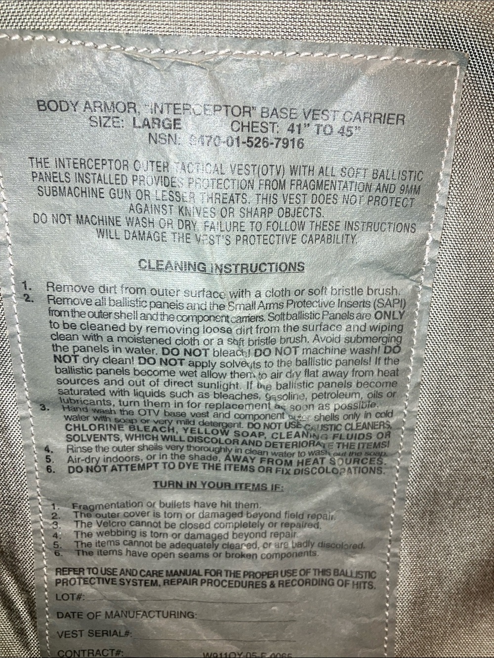 Genuine U.S. Army Interceptor Body Armor Vest - Picture 6 of 9